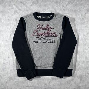 Vintage Harley Davidson Motorcycle Biker Gray Black crewneck Sweatshirt Size M